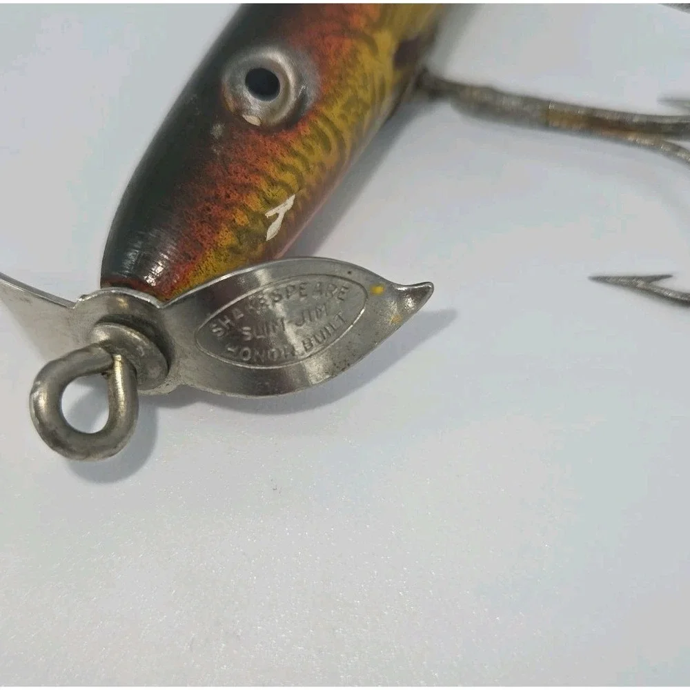 Vintage Shakespeare Slim Jim Honor Built Wood‎ Fishing Lure Propeller USA 4.5 In